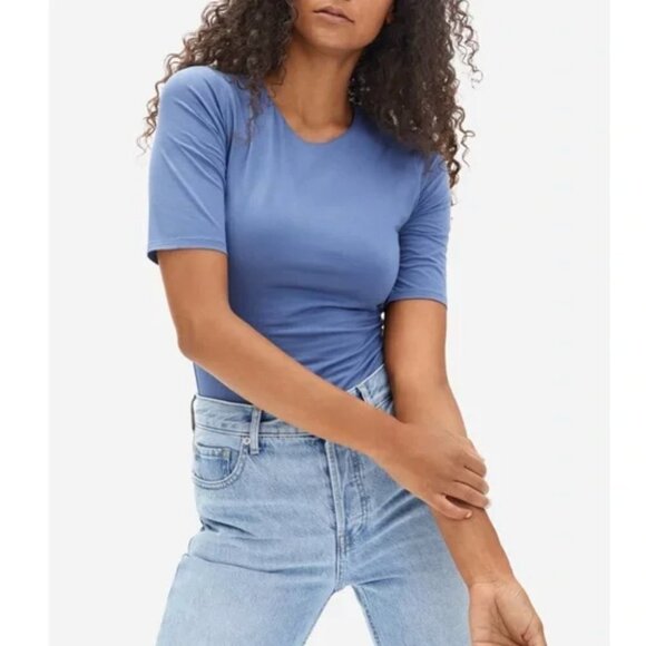 Everlane Short Sleeve Crew Neck Bodysuit in French Blue XSmall - Picture 1 of 6